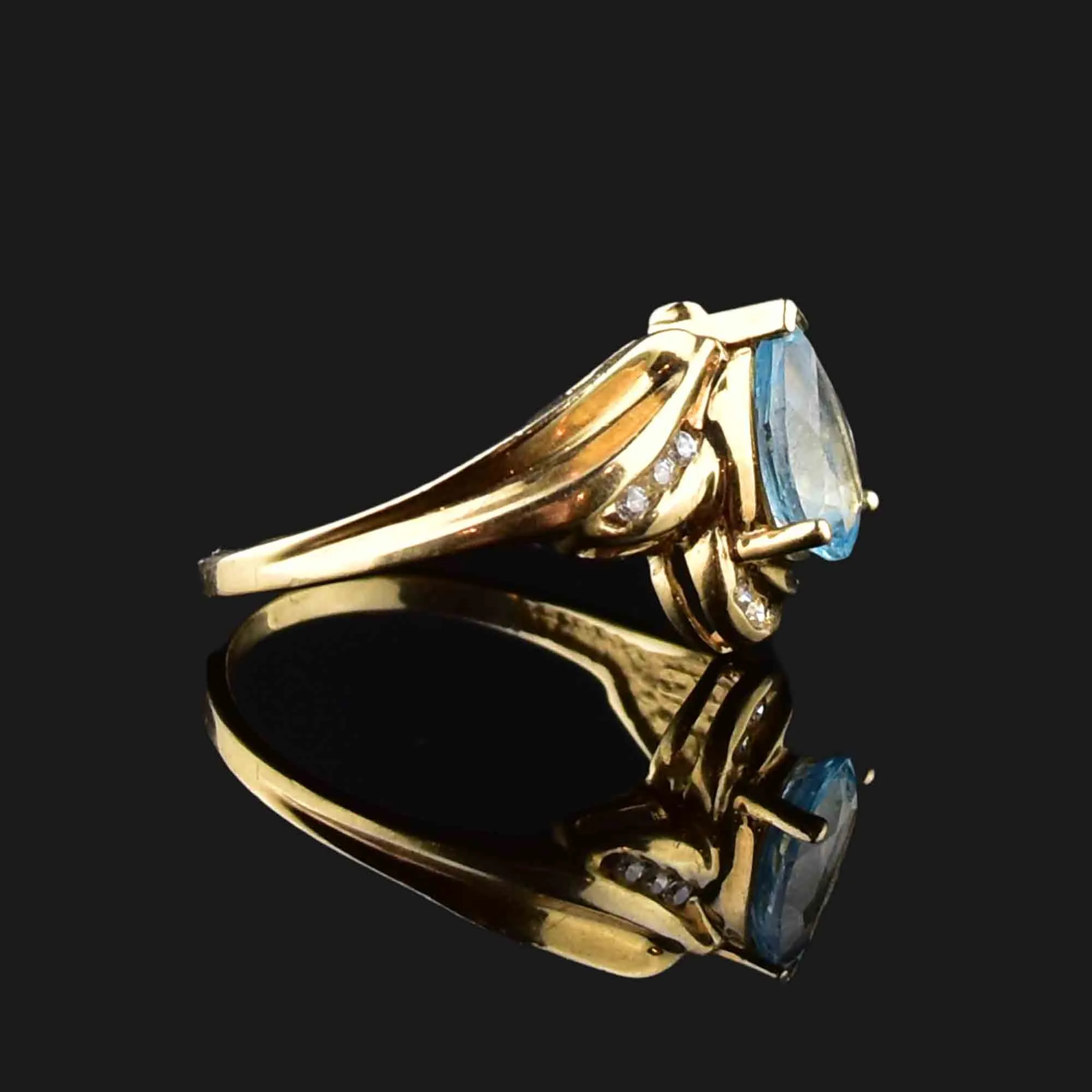 Vintage 10K Gold Topaz Quartz Statement Ring