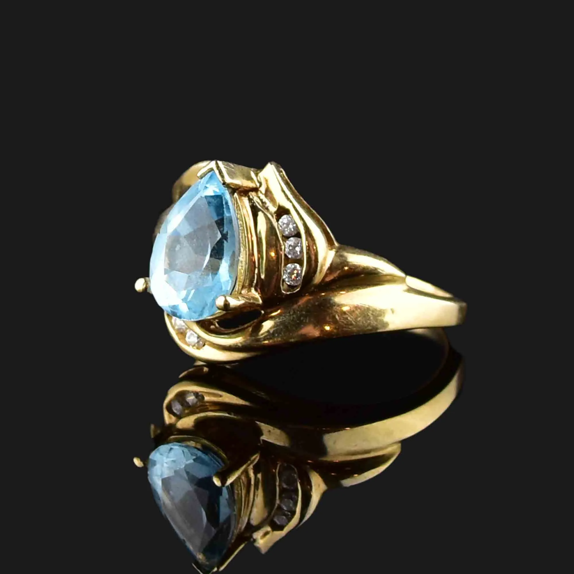 Vintage 10K Gold Topaz Quartz Statement Ring