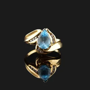 Vintage 10K Gold Topaz Quartz Statement Ring