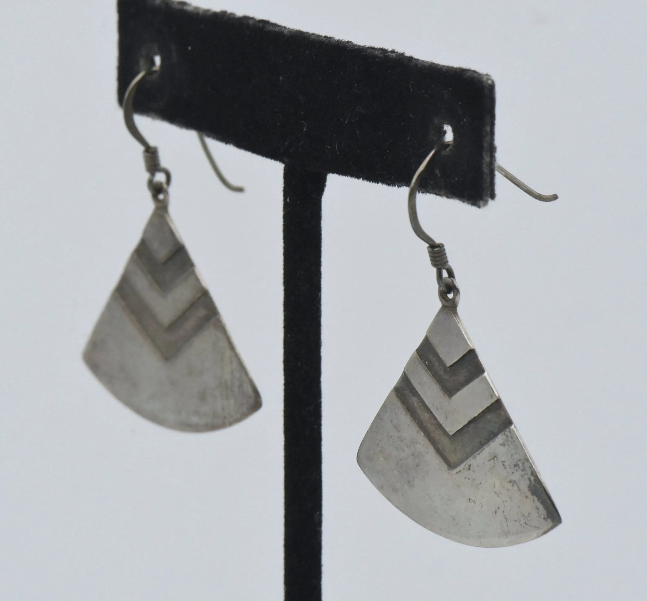 Vintage Sterling Silver Triangular Dangle Earrings