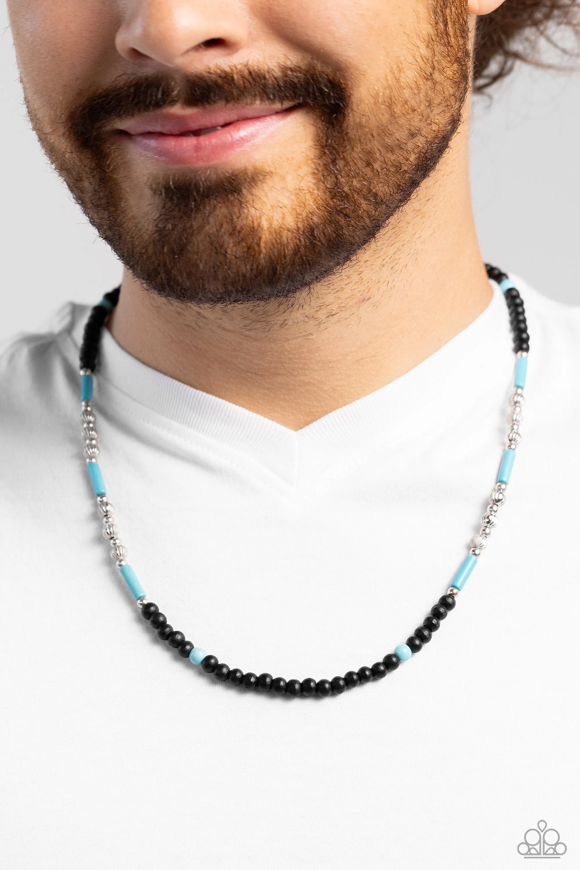 Volcanic Valiance - Blue Necklace - Paparazzi Accessories