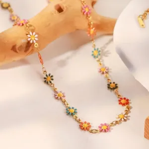 Women's Colorful Daisy Chain Necklace Bracelet