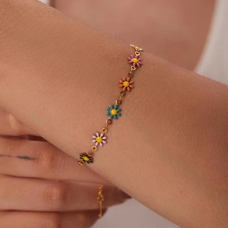 Women's Colorful Daisy Chain Necklace Bracelet