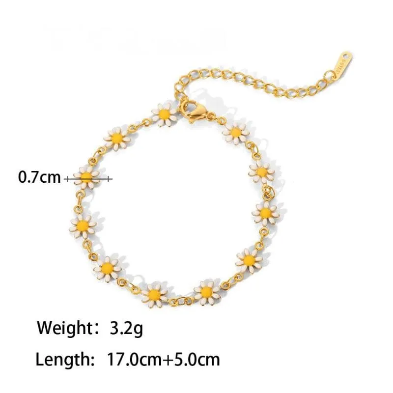 Women's Colorful Daisy Chain Necklace Bracelet