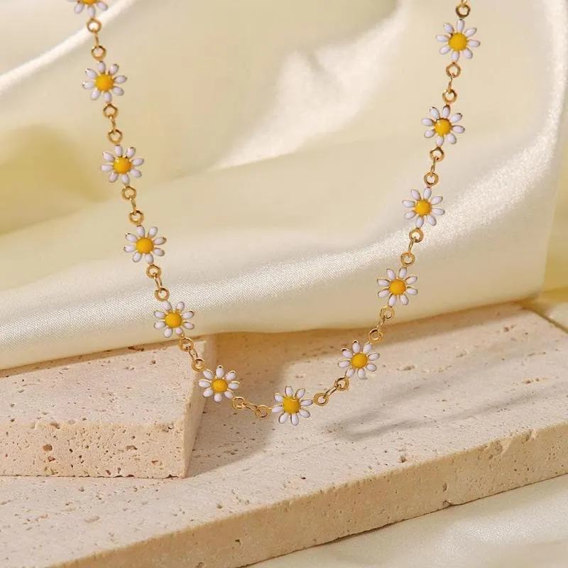 Women's Colorful Daisy Chain Necklace Bracelet