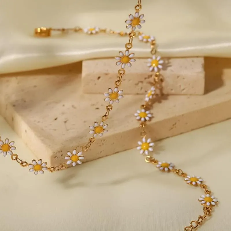 Women's Colorful Daisy Chain Necklace Bracelet