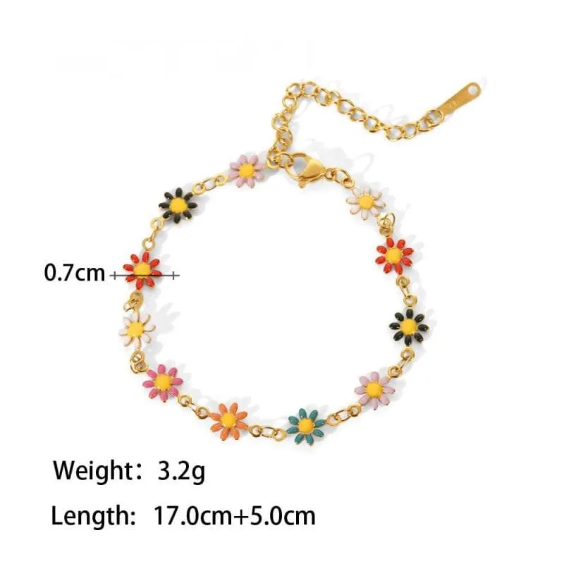 Women's Colorful Daisy Chain Necklace Bracelet