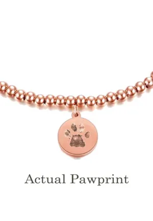 Your Pet's Actual Paw Print Custom Beaded Ball Chain Bracelet