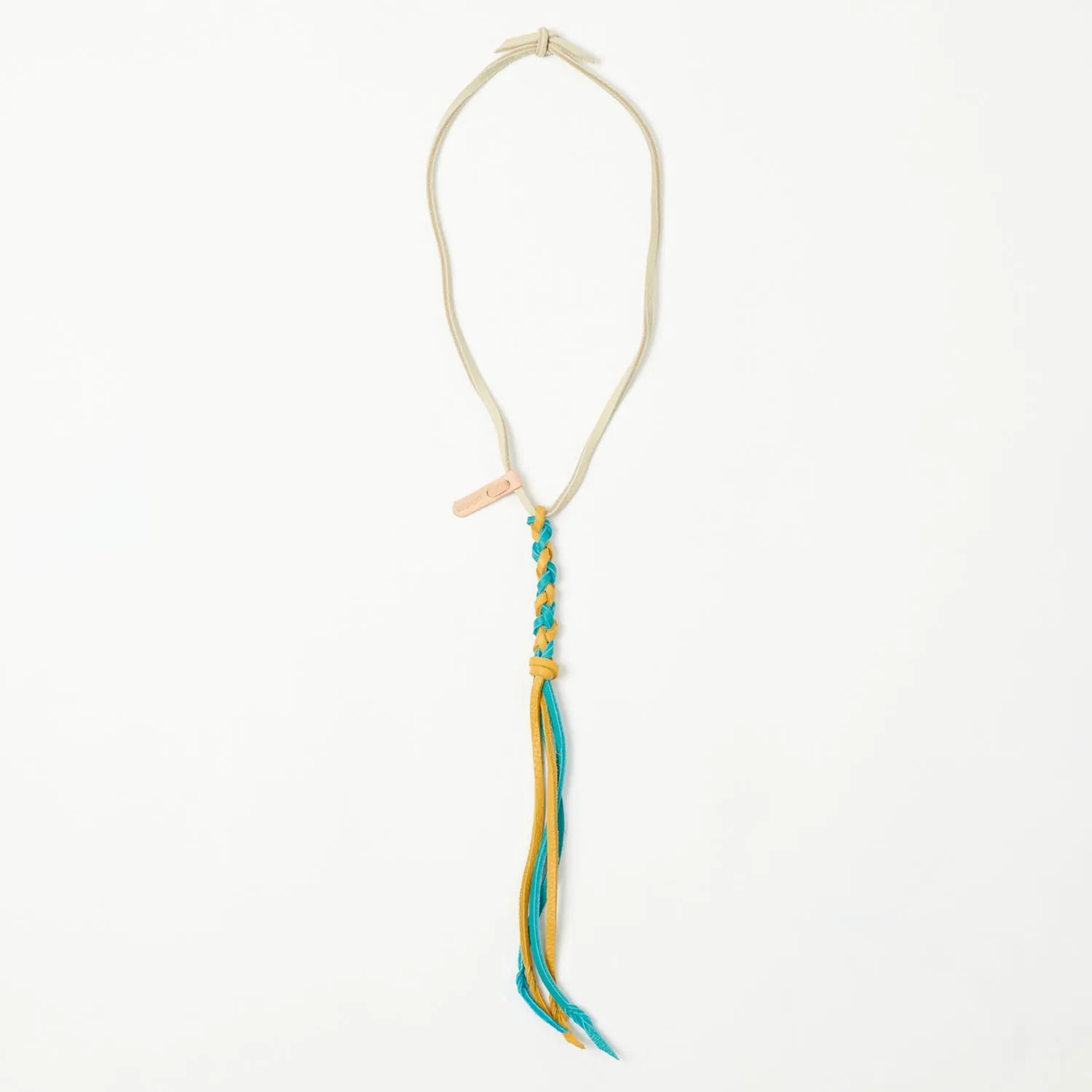 Yuketen Braided Leather Necklace - Turquoise/Gold