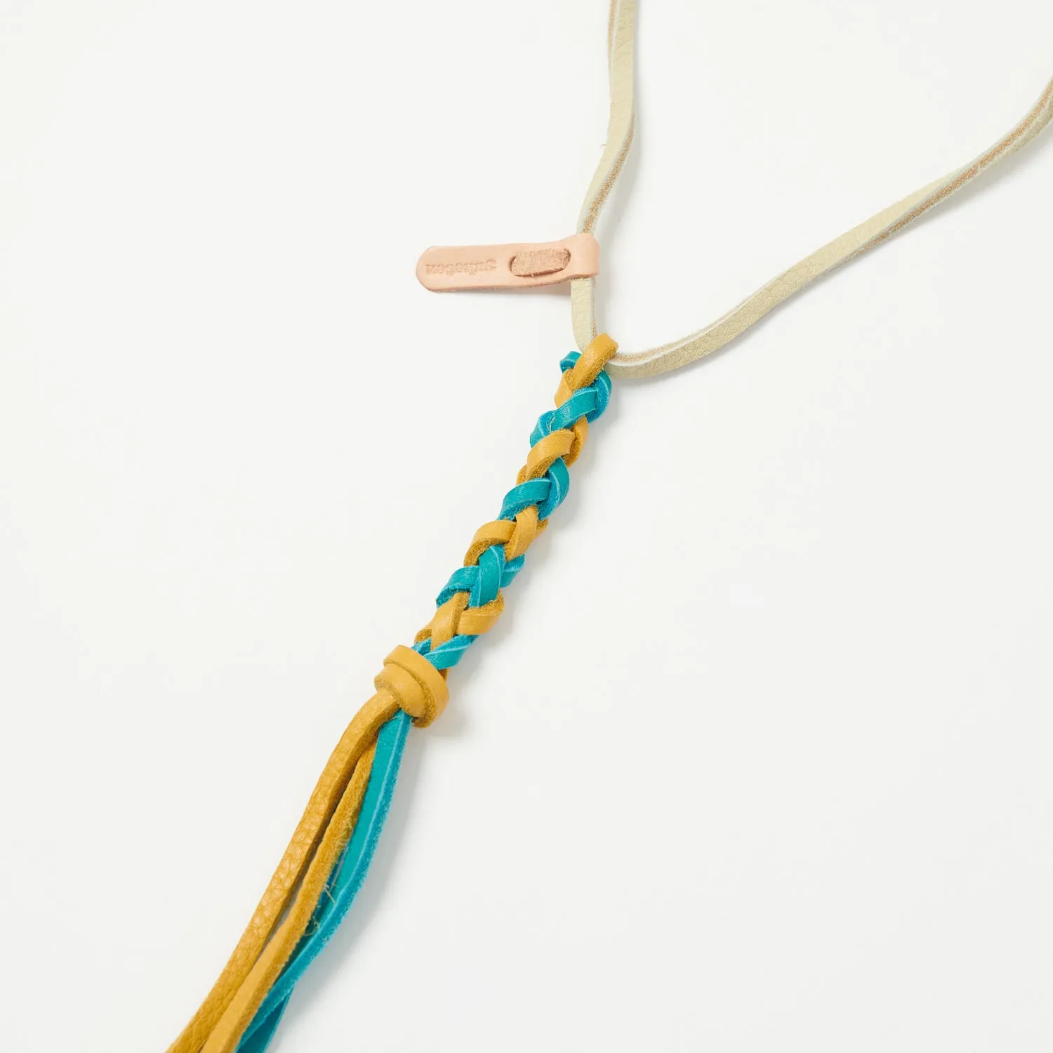 Yuketen Braided Leather Necklace - Turquoise/Gold