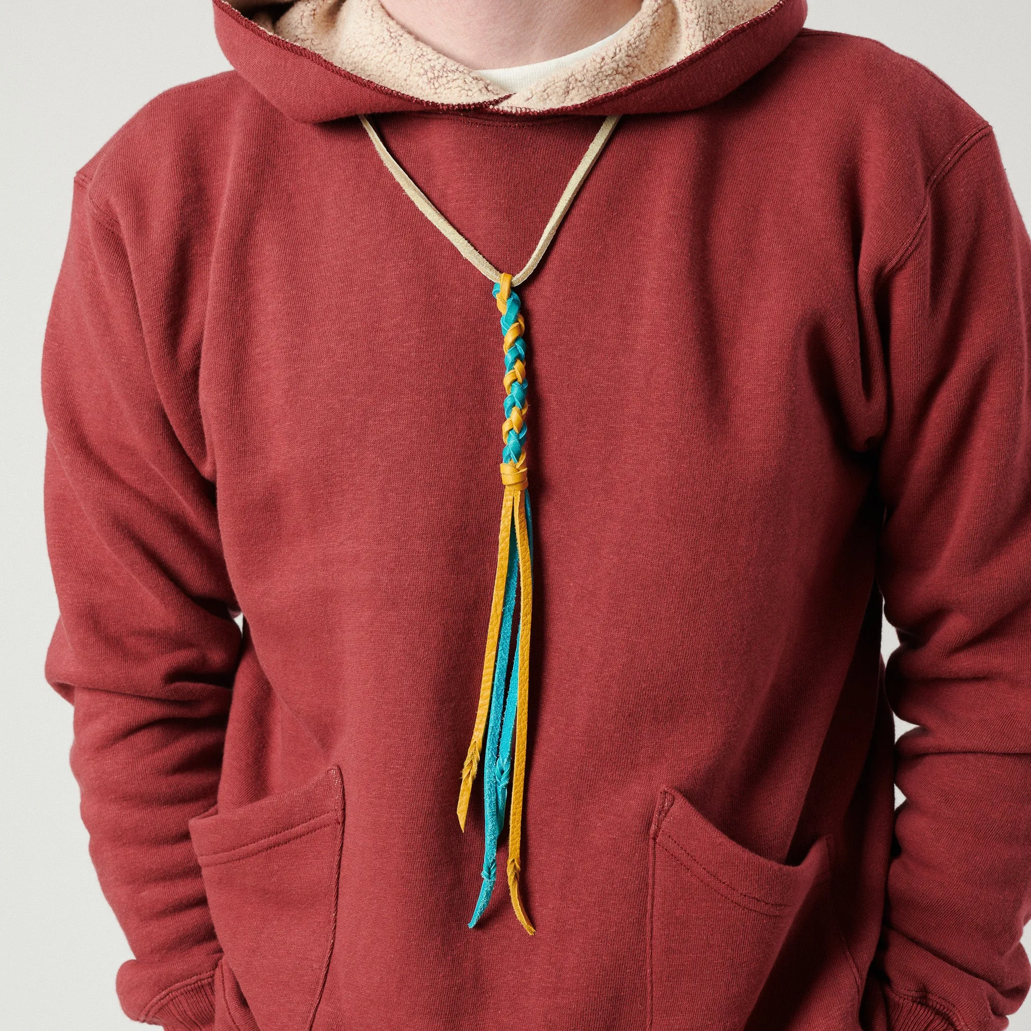 Yuketen Braided Leather Necklace - Turquoise/Gold