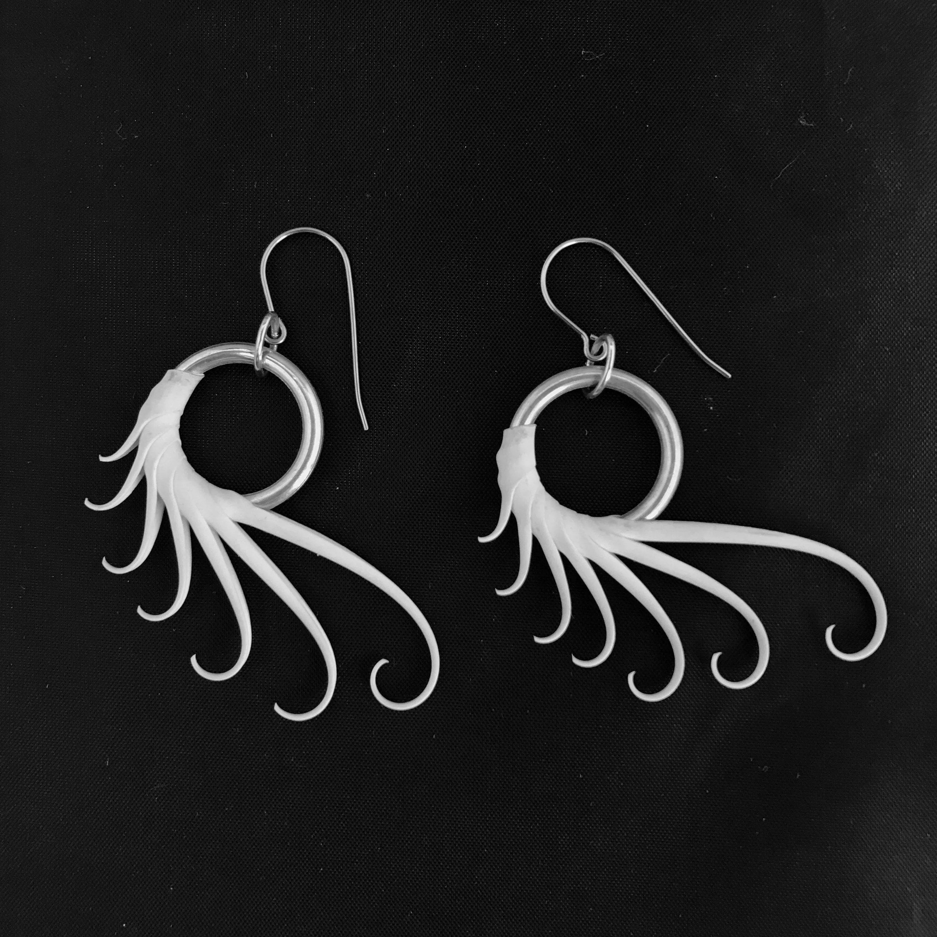 Zoa Chimerum Ring Earrings: White